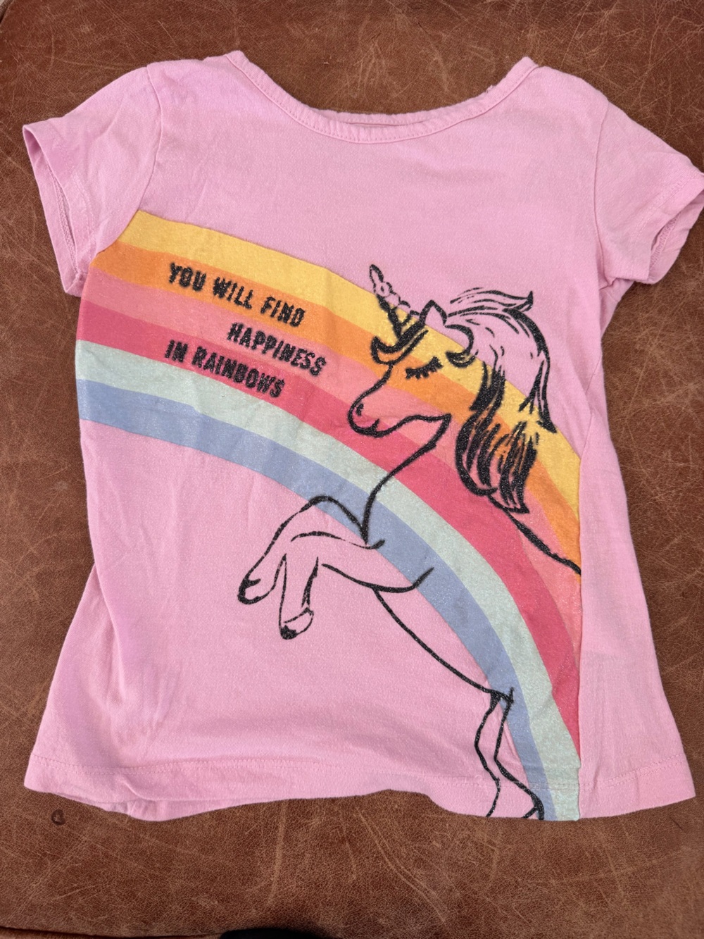 Wallflower Pink Unicorn Rainbow Graphic Tee